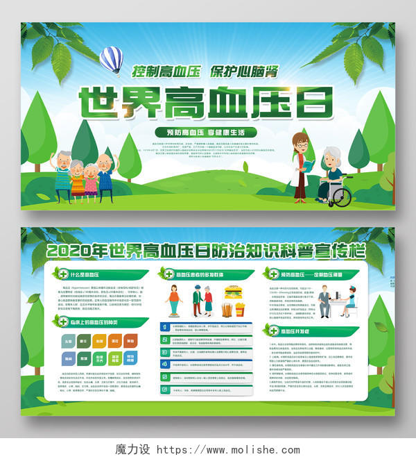 绿色健康预防高血压世界高血压日知识科普宣传栏